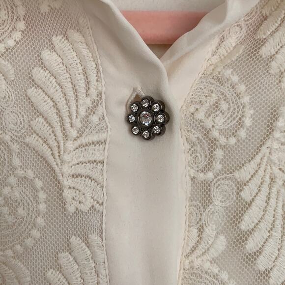 Zara Cream Lace Shirt Dress with Jewel Buttons - Picture 3 of 6